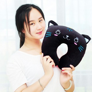 Gối chữ U kê cổ hoạt hình mèo đen ,Gối kê cổ du lịch - Do_luu_niem