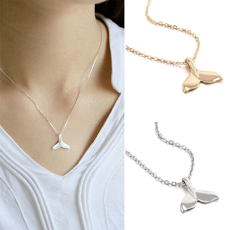 Vòng cổ có mặt dây hình đuôi cá phong cách đơn giản ngọt ngào