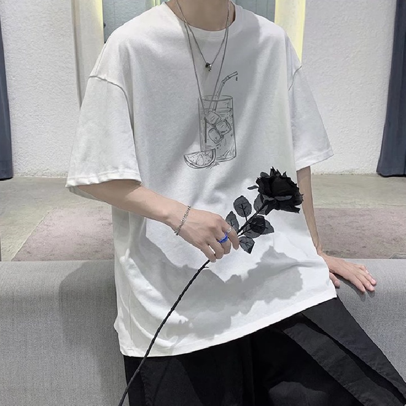 Áo Thun Tay Ngắn Dáng Suông In Họa Tiết Hiphop Đường Phố Phong Cách Hàn Quốc Thời Trang unisex size M-8XL