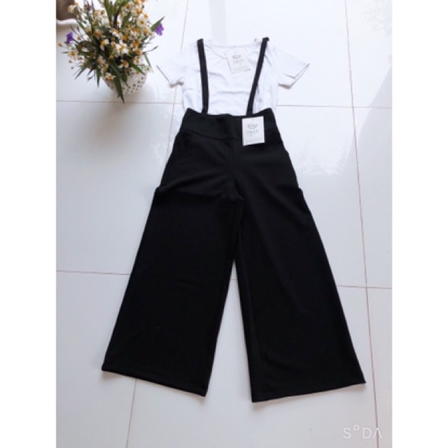 Sét yếm áo croptop quần ống rộng kèm ảnh thật chất umi mềm mại