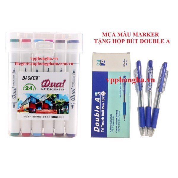 Bút màu Dual Marker 18 màu Baoke MP2924-18 (Tặng bút nhớ dòng)