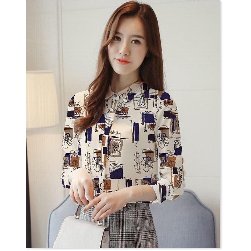 Áo Sơ Mi Nữ Vải Lụa Chống Nhăn In Họa Tiết SM30, Phong Cách Thời Trang Trẻ Trung Năng Động, Chất Vải Mềm Mịn Thoáng Mát
