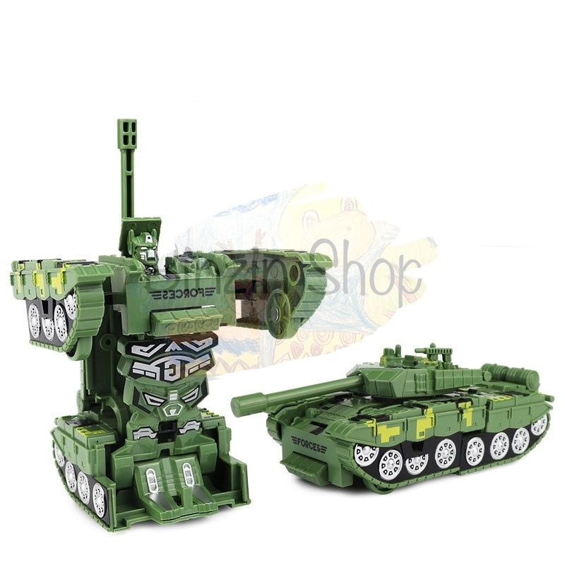 Đồ chơi xe tăng biến hình robot tự động không dùng pin