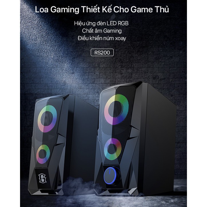 BỘ LOA Game Máy Tính 6W ROBOT RS200 Có Đèn LED + Âm Thanh HD Chất Lượng Cao - BẢO HÀNH 12 THÁNG