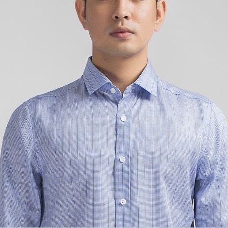 Áo sơ mi dài tay nam Aristino Caro xanh chéo - regular- tà lượn ALS00208
