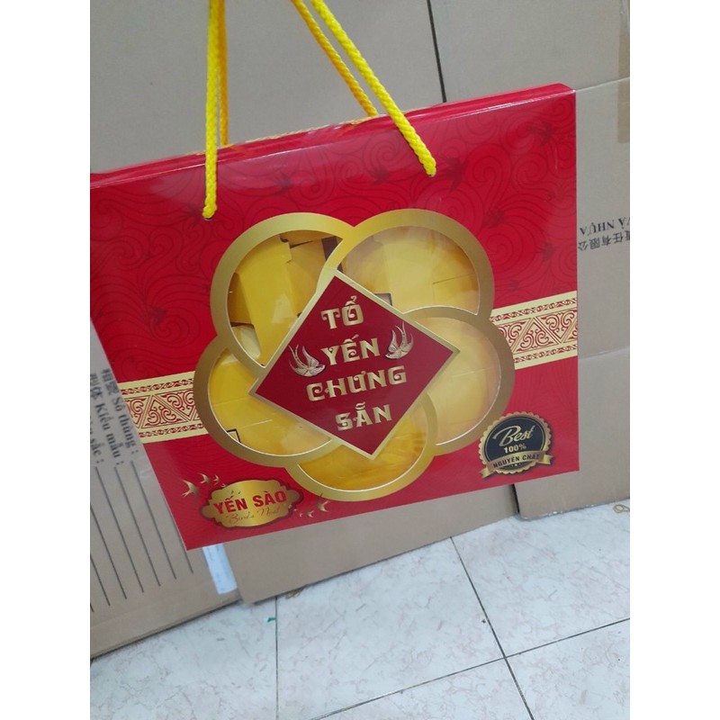 Túi đựng hũ yến chưng sẵn 6 hũ có khay vàng - Phụ kiện yến sào MILOTECH