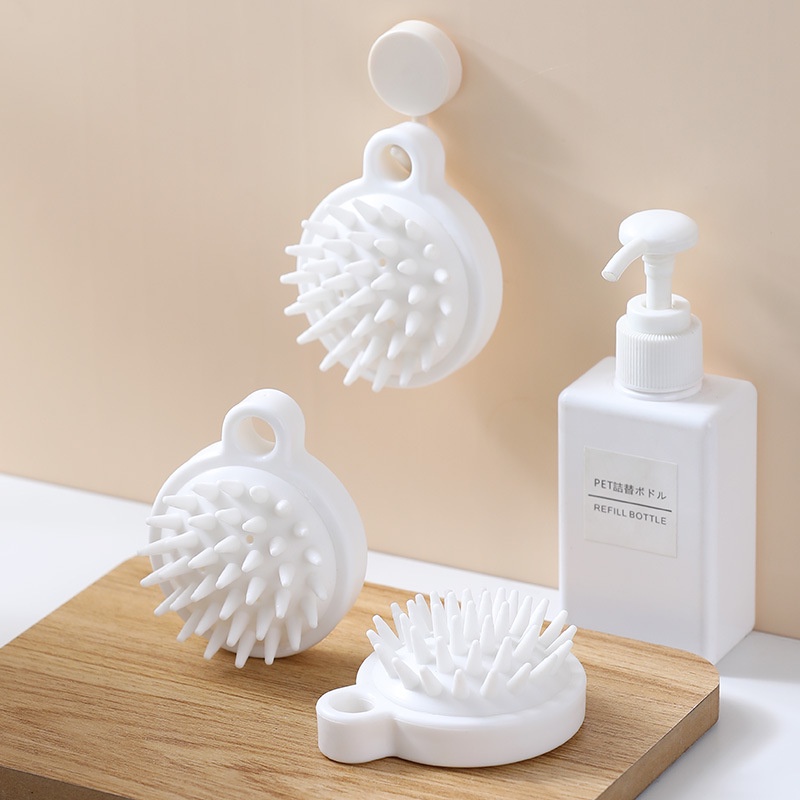 Lược gội đầu silicon massage đầu, cao su mềm màu trắng giúp thư giãn da khi tắm -