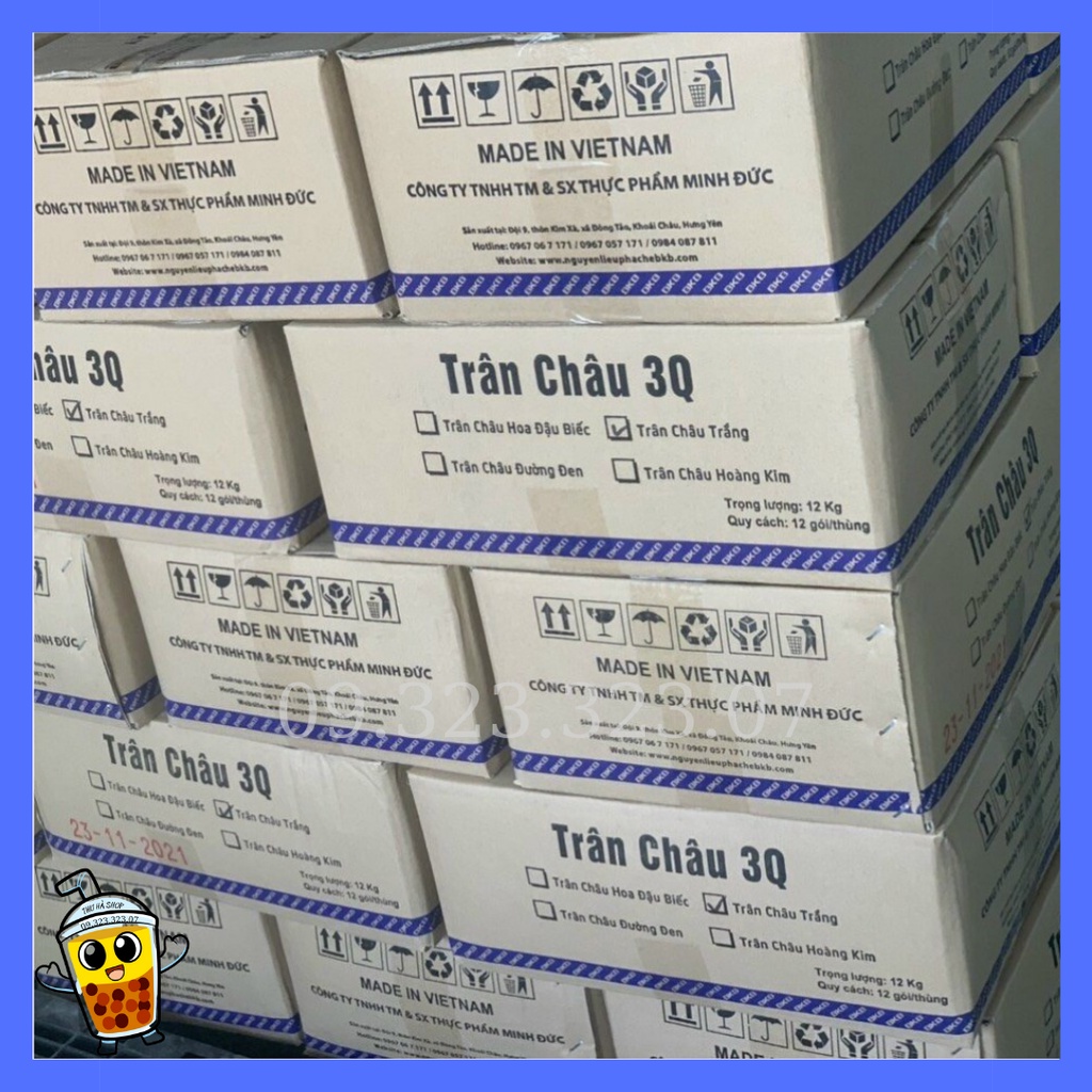 trân châu 3q/trân châu trắng giòn/trân châu 3q caramel BKB (1kg/gói) nguyên liệu làm trà sữa