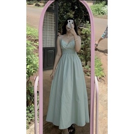 Đầm maxi 2 dây đi biển có mút ngực cổ tim, chất kate - MIN Boutiques