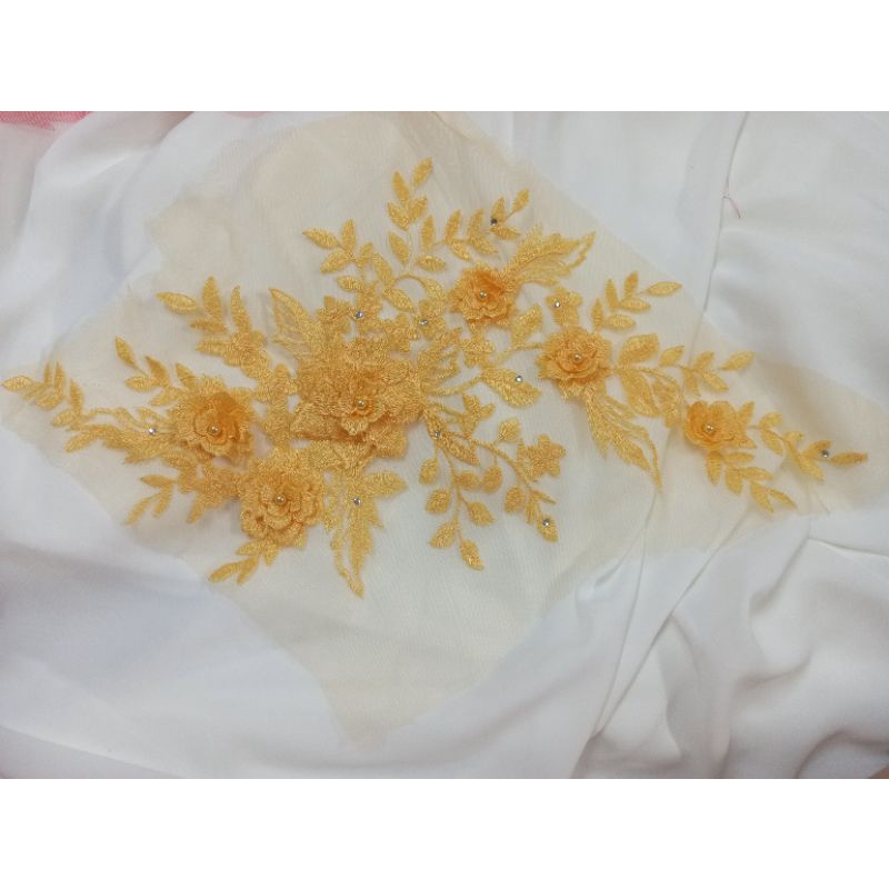 Hoa ren trang trí áo dài - hoa ren 3D trang trí áo dài đủ màu