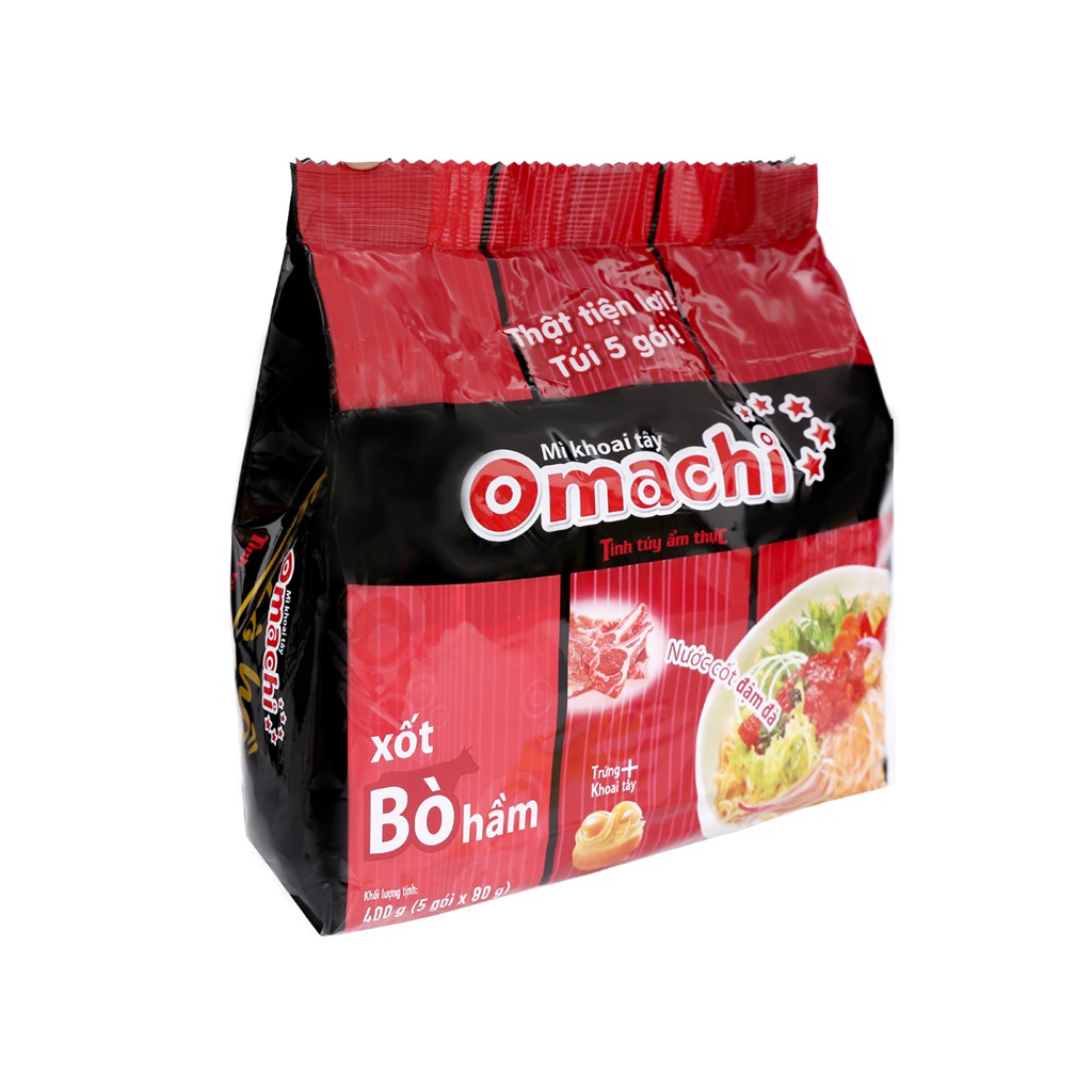 Lốc 5 gói mì khoai tây Omachi xốt bò hầm 80gr