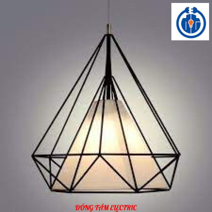 ⚡NOW SHIP⚡ Đèn thả đơn kim cương - Chao thả kim cương - khung sắt tĩnh điện Tặng kèm bóng led Edison phi 250 cm