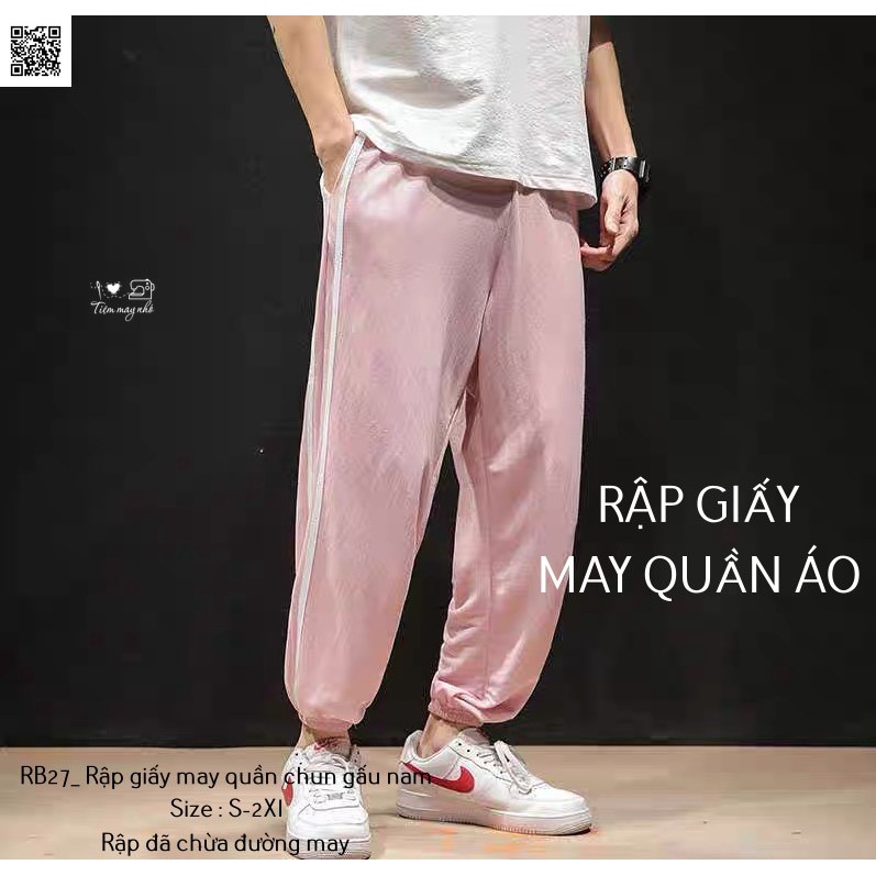 RB27_Rập giấy may quần chun gấu nam