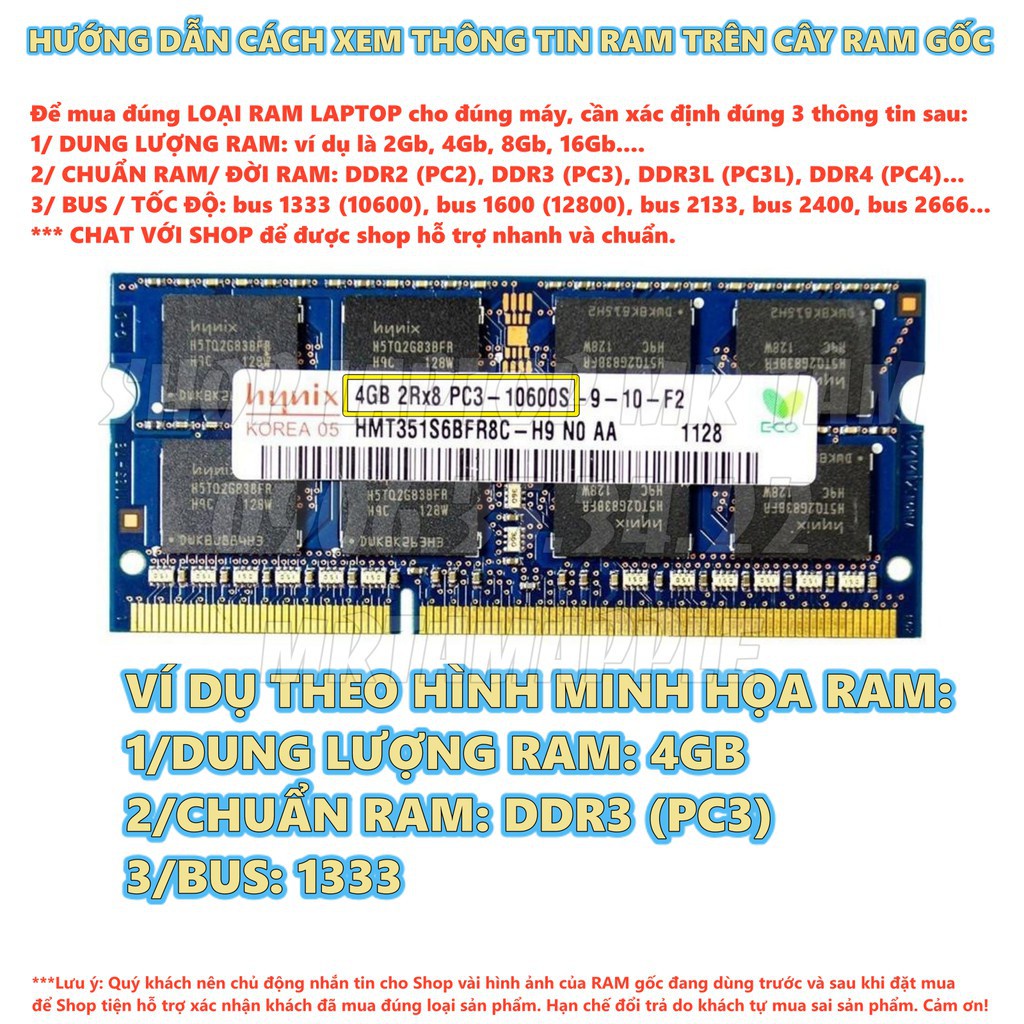 RAM LAPTOP DDR3 2GB, 4GB, 8GB - BUS 1333  Zin Tháo Máy Chính Hãng