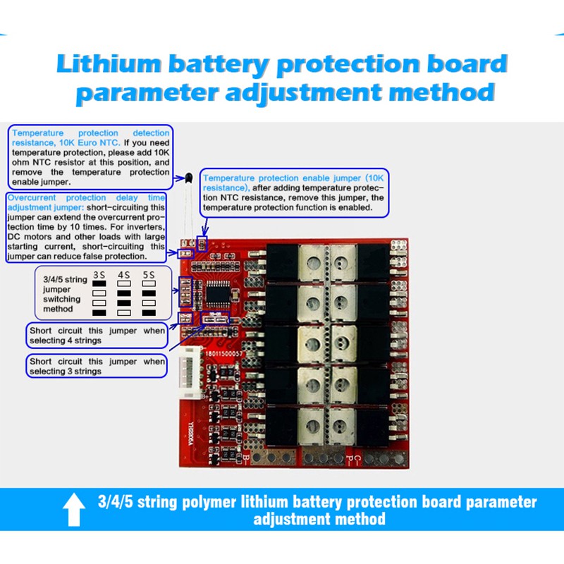 Bảng Mạch Bảo Vệ Pin Lithium Li-Ion Lipo 3.7v 3s 4s 5s 100a 12v 16.8v 21v Pm Bms