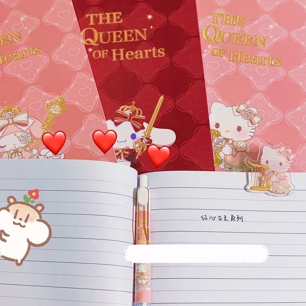 Sổ Tay A5 và Giấy Nhớ Note Pad Sanrio Cinnamoroll Kuromi Queen of Hearts