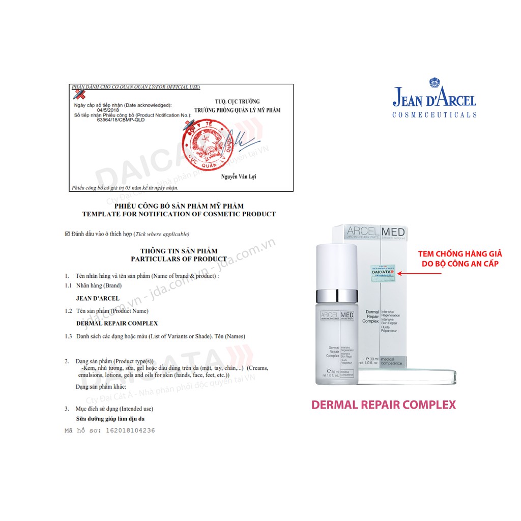 [HÀNG NHẬP KHẨU] Tinh chất giúp phục hồi da khô nhạy cảm hoặc bị kích ứng Jean D'Arcel Dermal Repair Complex