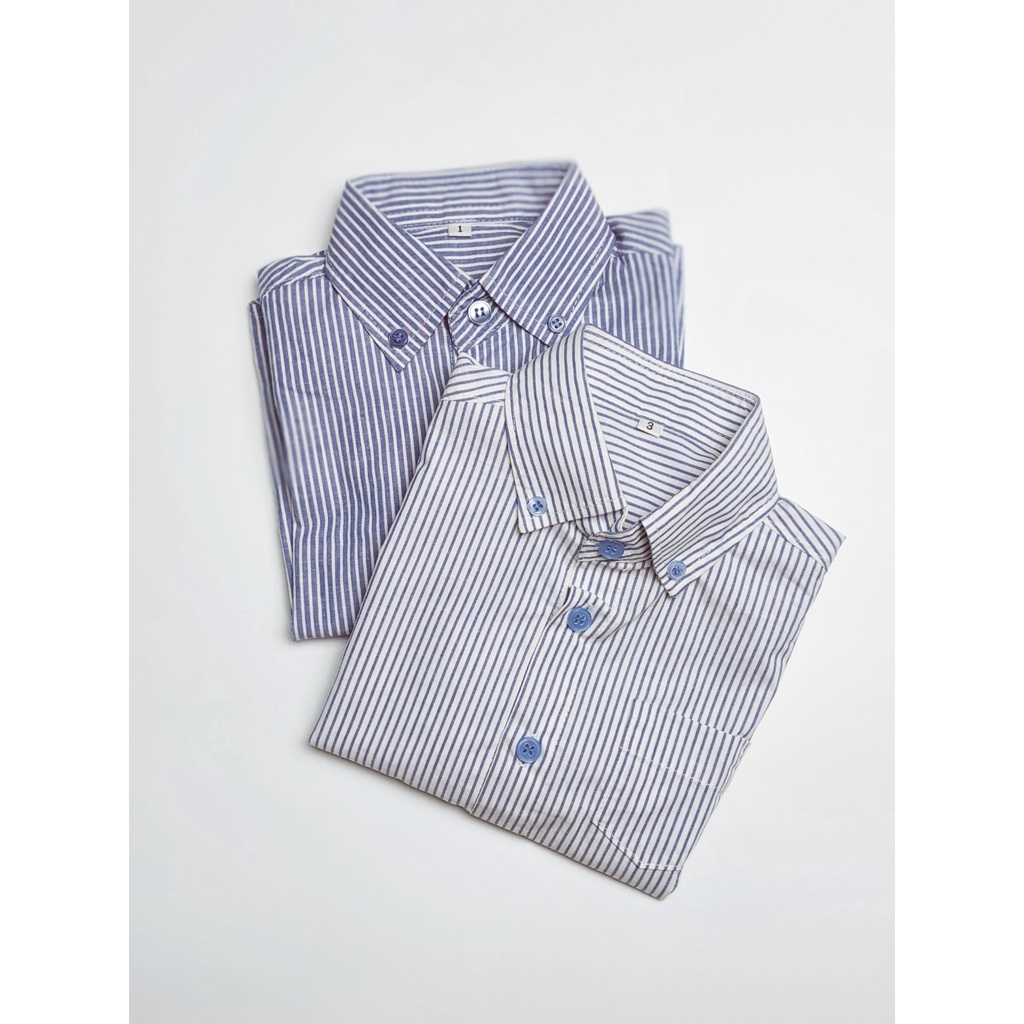 ÁO SƠ MI TAY DÀI KẺ SỌC CỔ BUTTON DOWN CHO BÉ TRAI