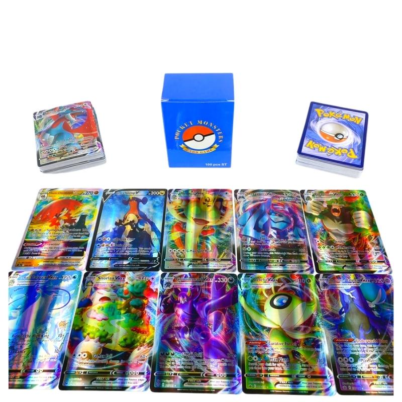 Bộ Thẻ Bài Pokemon 100 Thẻ (30vstar+1Lillie+16v+53vmax) Chơi Đối Kháng New Đẹp