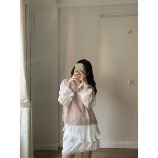 Áo Gile Basic TOPBRA Cổ V Chất Len Mỏng Mặc 4 Mùa TOPBRA