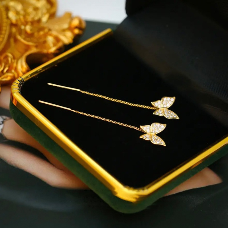 Bông Tai Mạ Bạc 2022 Hình Bướm Đính Đá Zircon Phong Cách Hàn Quốc Thời Trang