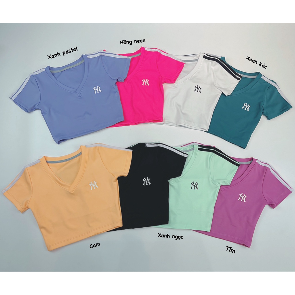 Áo Croptop Có Tay 2 Sọc Tập Gym Nữ Siêu Xinh