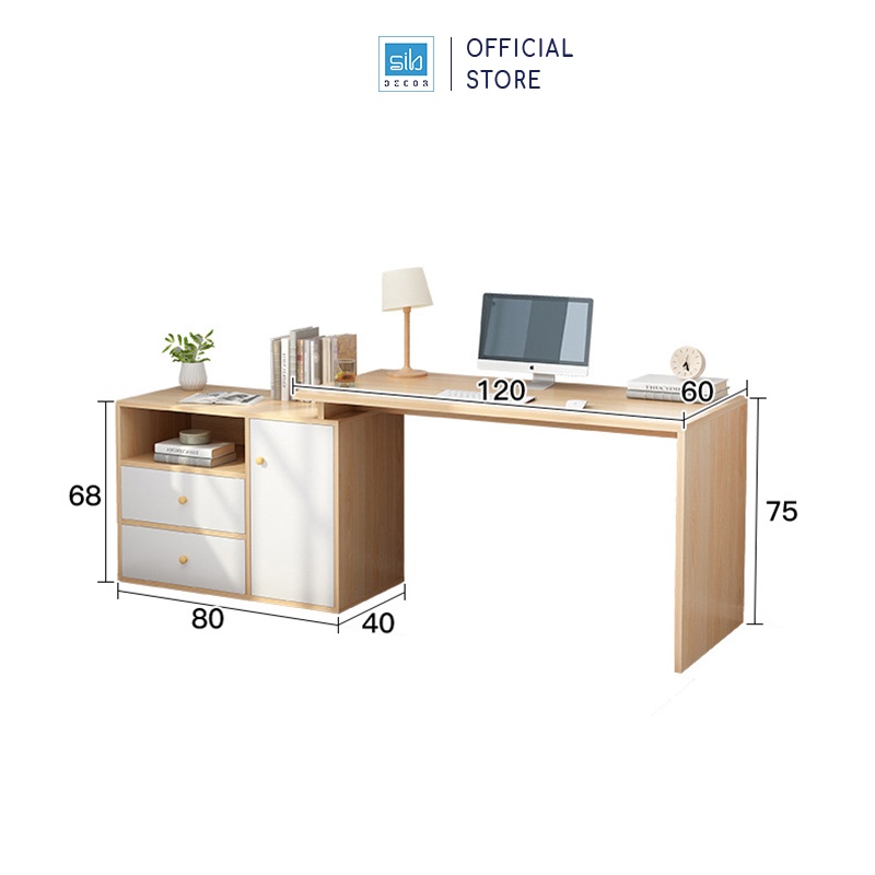 Bàn Làm Việc, Học Tập Cá Nhân Hoặc 2 Người Hiện Đại, Tiện Nghi SIB Decor Cho Học Sinh, Sinh Viên, Văn Phòng (Không Gồm G