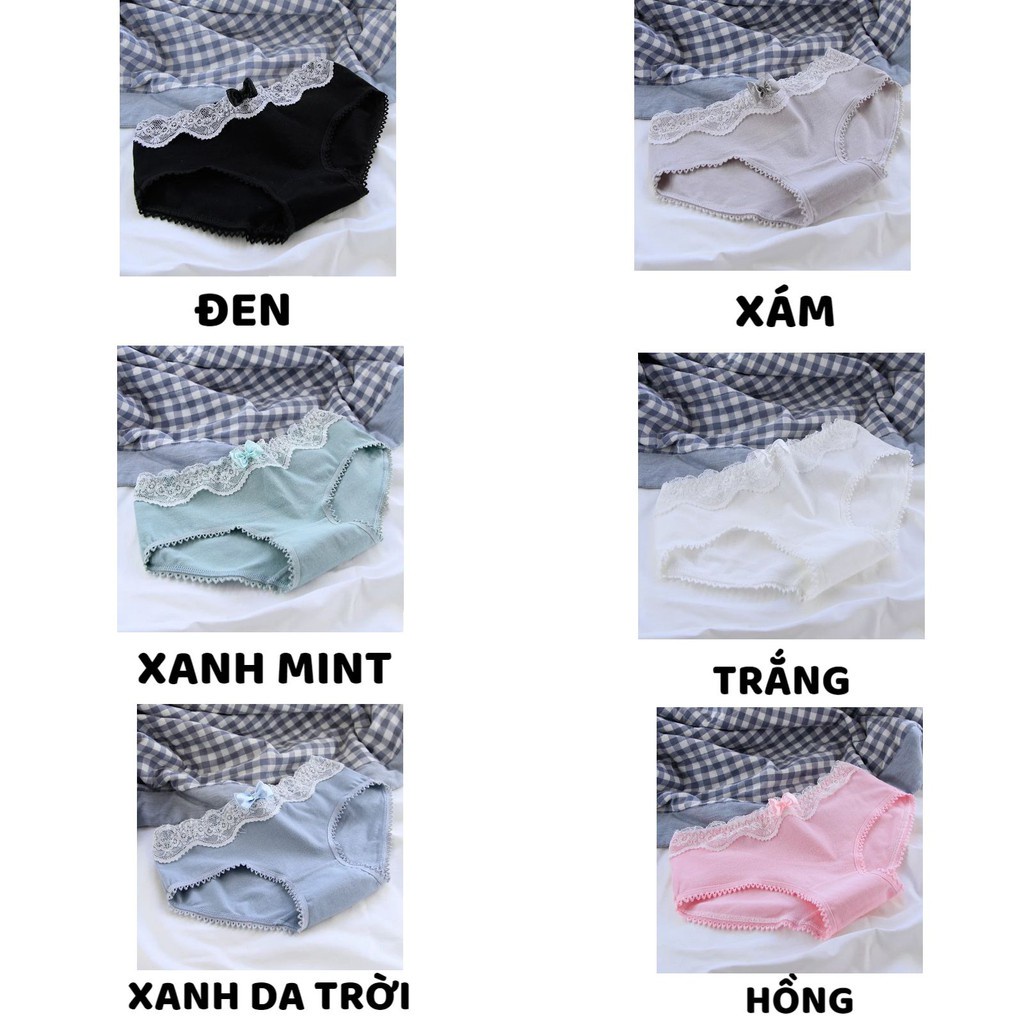 Quần Lót Nữ - Quần Lót Kháng khuẩn Chống viêm Phối viền ren đính nơ điệu đà đáng yêu DAN STORE MÃ A3