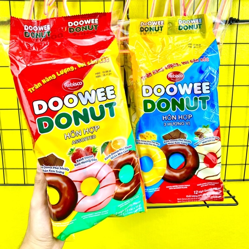 Mã 253FMCGSALE giảm 8% đơn 500K Bánh donut hỗn hợp Doowee Donut gói 360g