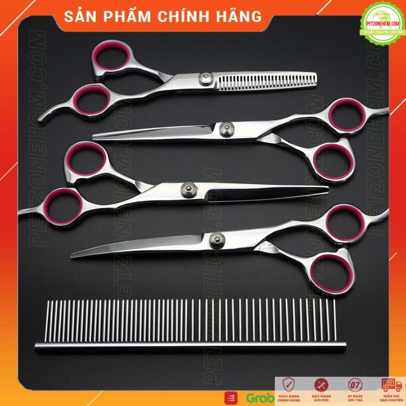 Bộ kéo cắt tỉa lông cho chó mèo 4 in 1 ️ FREESHIP️ bộ Grooming với 3 kéo và 1 lược inox - PetZoneHCM