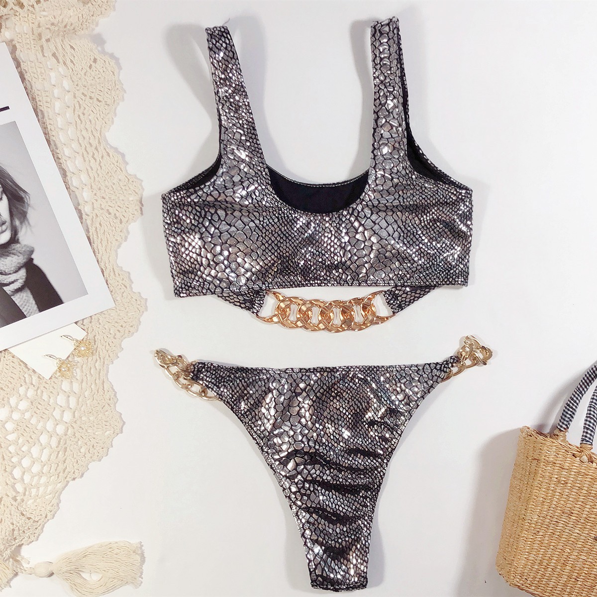 Bikini Hai Mảnh Kim Loại Gợi Cảm Cho Nữ | BigBuy360 - bigbuy360.vn