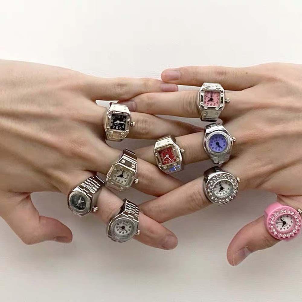 QQMALL Nhẫn Đồng Hồ Dây Co Giãn Đơn Giản Sáng Tạo Thời Trang Unisex