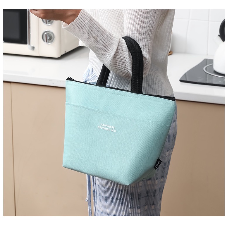[Mẫu MỚI]Túi Giữ Nhiệt/ Túi Đựng Cơm HAPPINESS BECOMES YOU Vải Oxford Chống Thấm Nước