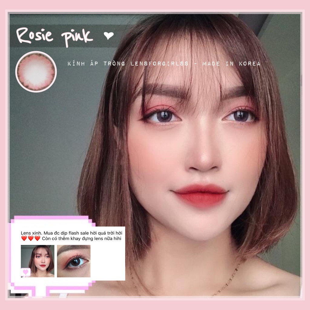 &lt;MẪU CLEAR&gt; Kính áp tròng hồng ROSIE PINK - Made in Korea | Hạn sử dụng 3-6 tháng