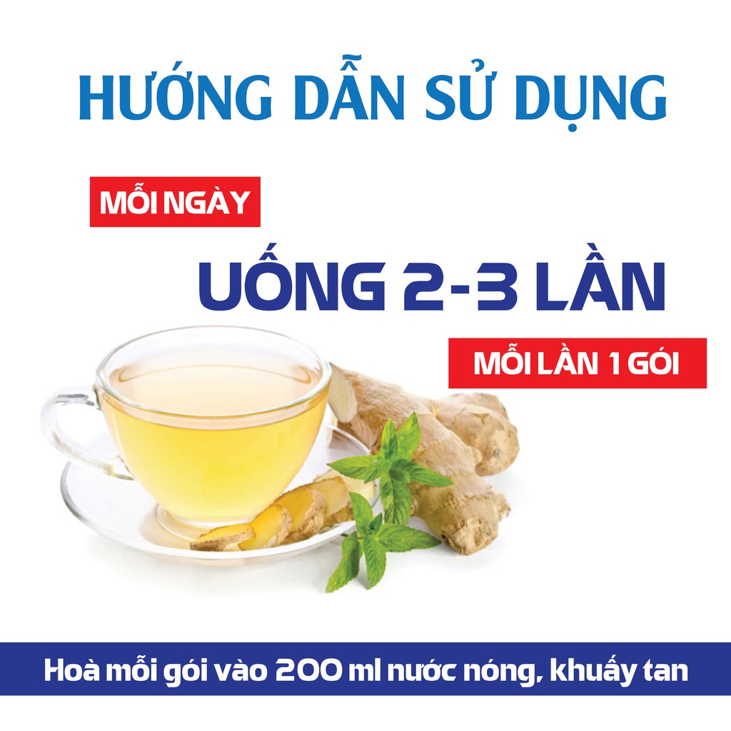 Trà gừng hòa tan Hadiphar, làm ấm cơ thể, giải cảm lạnh, kích thích tiêu hoá (10 gói x 20g)