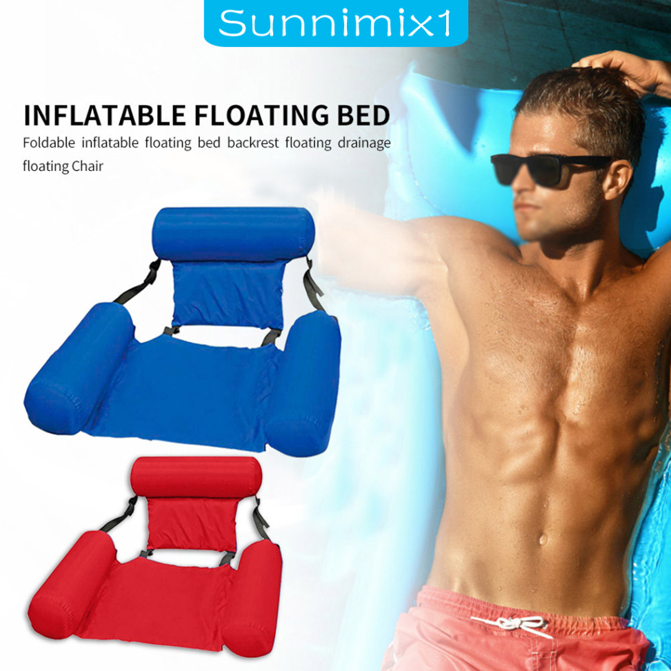 [SUNNIMIX1]2 Inflatable Swimming Floating Chair Pool Float Lounge Chair Sofa Bed for Adults