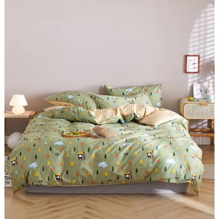 Bộ chăn ga gối  Cotton lụa kẻ vàng (mẫu mới)