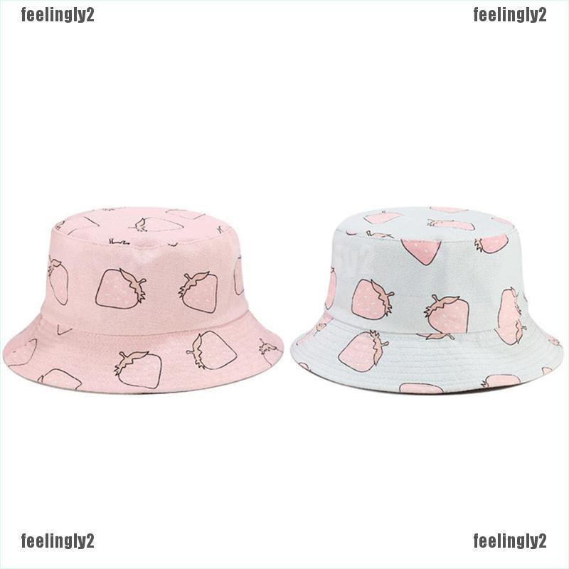 Sale 70% Mũ tai bèo in họa tiết dâu tây dễ thương cho nữ, Pink Giá gốc 107,000 đ - 3F130
