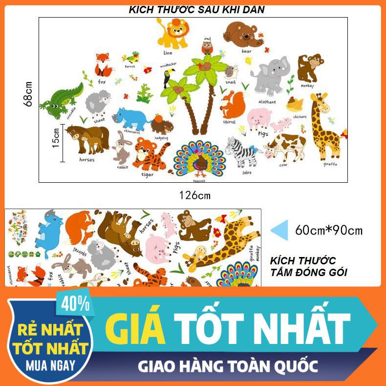 [XẢ KHO] (HCM) - Decal tranh vườn thú tiếng anh cho bé yêu vừa học vừa chơi decalhcm