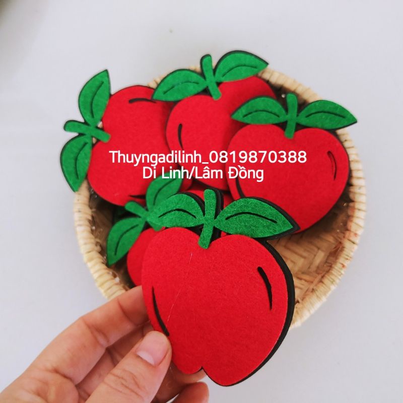 Túi 10 quả táo 2 lớp vải nỉ 6.8 x 7.6 cm mầm non