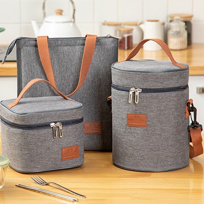 Túi đựng cơm giữ nhiệt We Young vải Oxford cao cấp, kiểu dáng tối giản, sáng trọng, túi đựng cơm tròn có quai đeo chéo