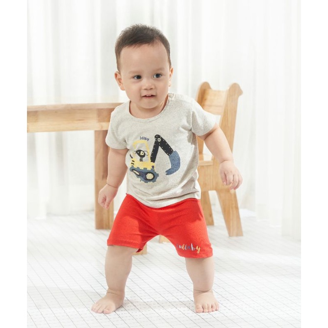 (6-&gt;24 tháng) Bộ cộc tay cài vai bé trai Lullaby 100% chất cotton cao cấp (NH639P)