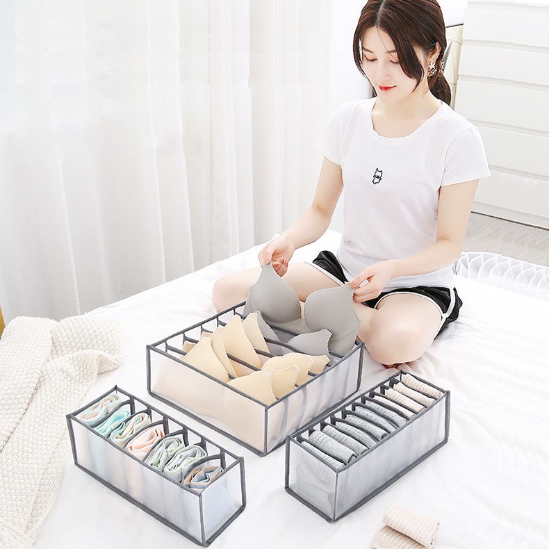 Bộ 3 hộp lưới đựng đồ lót gấp gọn tiện lợi
