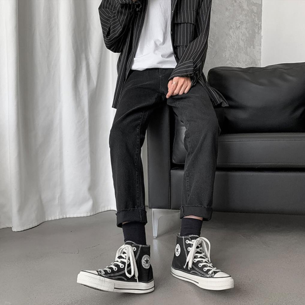 [Tiền Nào Của Đấy]Quần Jean Baggy Cut Gấu Đen Trơn Nam Ống Rộng  Hàn Quốc Hot Trend 2020-B01 | BigBuy360 - bigbuy360.vn