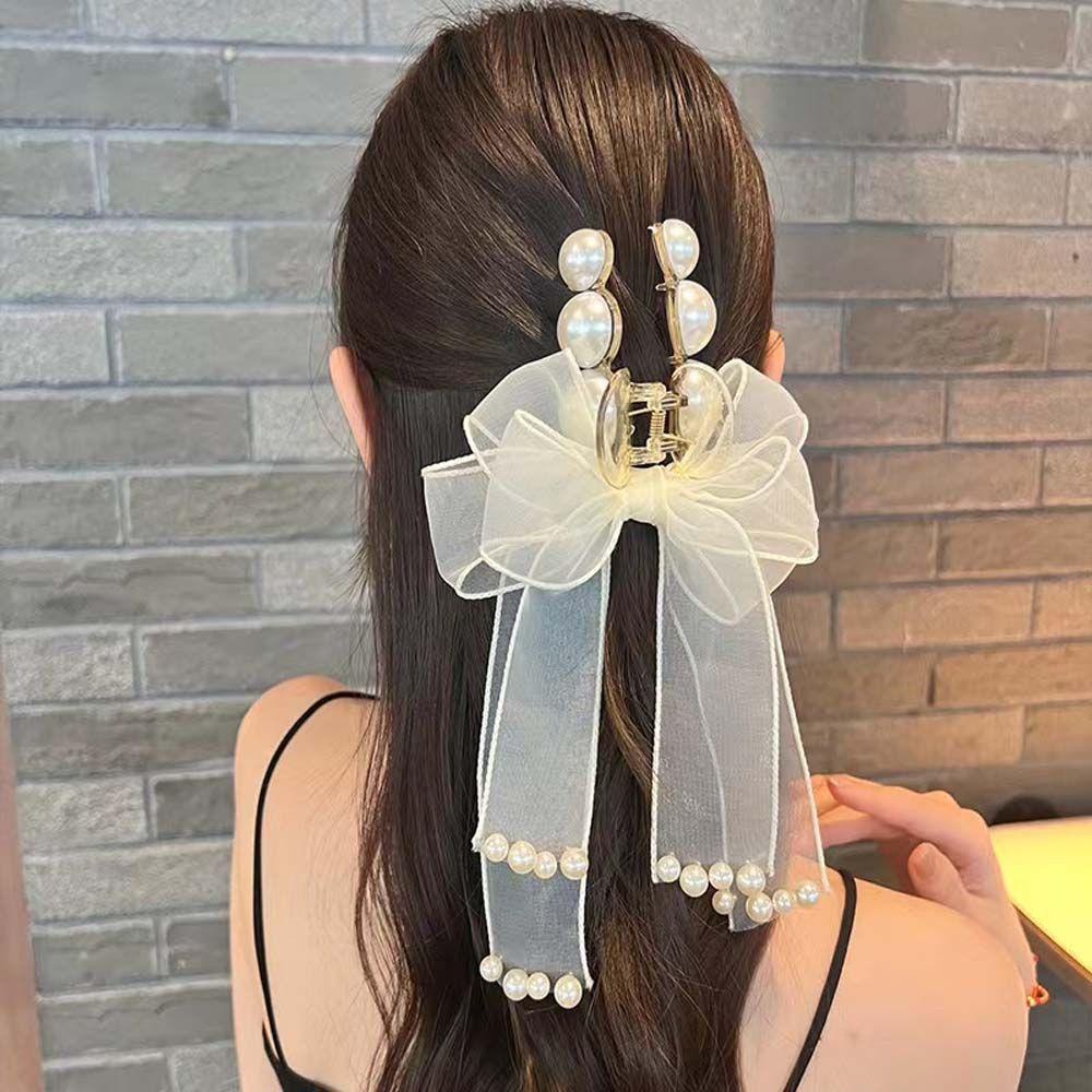 Kẹp Tóc Nơ Ruy Băng Màu Đen / Be Ngọt Ngào Thời Trang