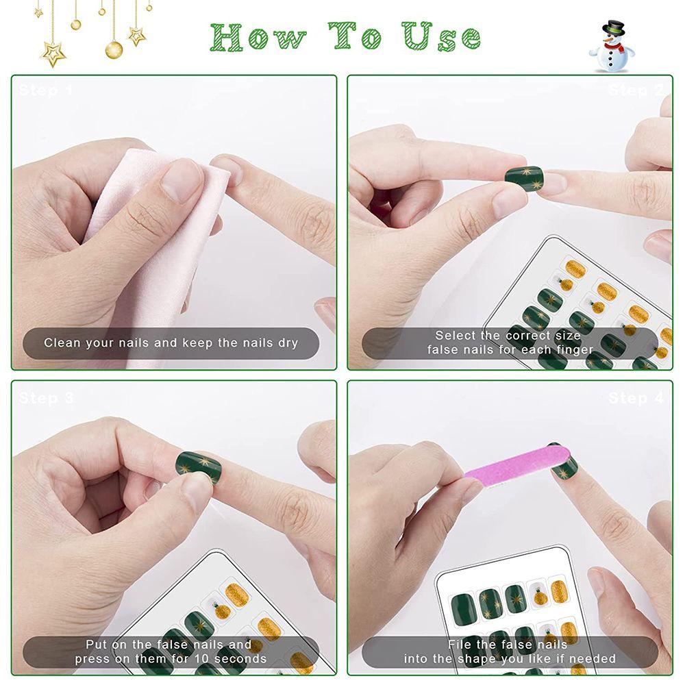 OCEANMAP Móng Tay Giả Tự Dính Họa Tiết Hoạt Hình Giáng Sinh Dễ Thương Cho Bé