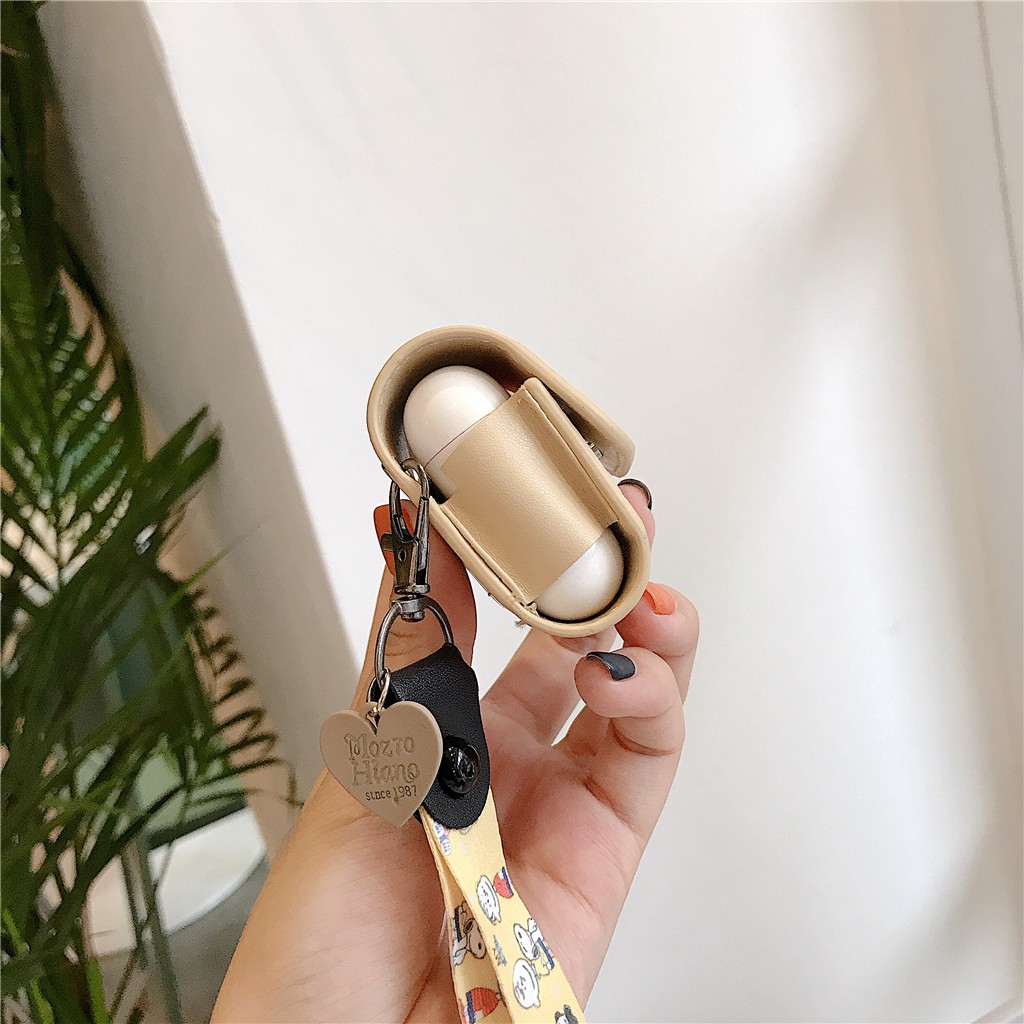 Vỏ bảo vệ hộp sạc tai nghe AirPods Pro AirPods 1 AirPods 2 bằng da kèm móc khóa