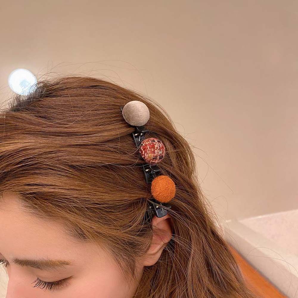 Kẹp tóc đính bóng lông nhiều màu phong cách Hàn Quốc thời trang cho nữ