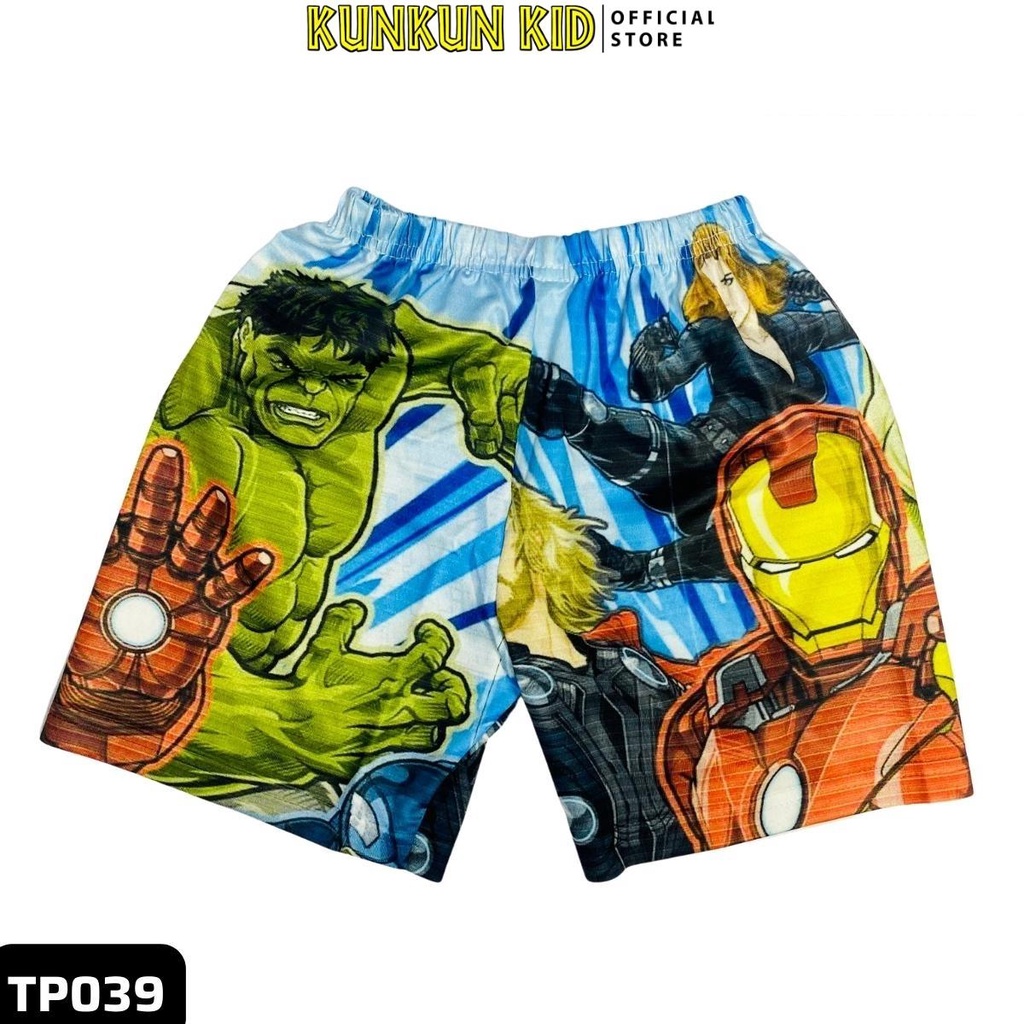 Quần áo bé trai Thun lạnh Kunkun Kid TP039 In 3D hoạt hình Avengers size đại từ 10-40kg