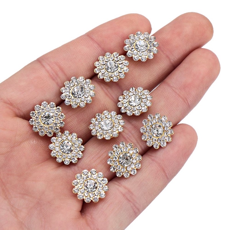 Đá cúc áo hình hoa mai phụ kiện đính kết quần áo hạt 14cm